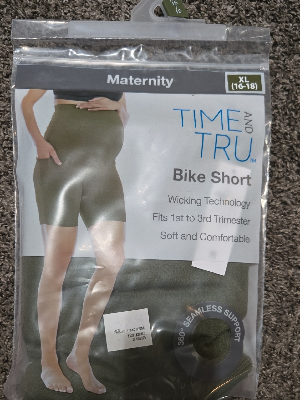 Time and Tru Olive Green Maternity Bike Shorts